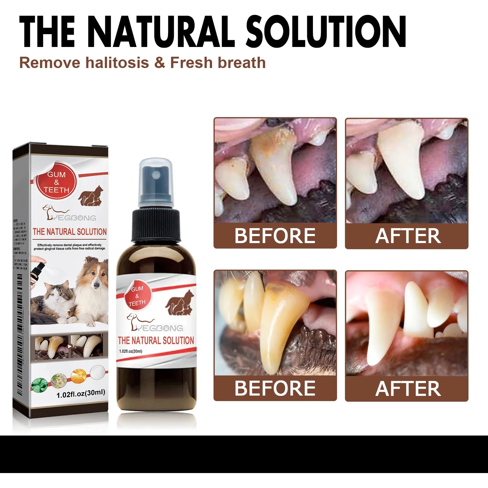 YEGBONG Pet Dental Care Spray — Bad Breath & Tartar Control Formula