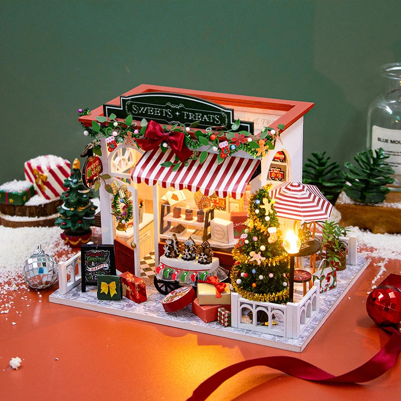 zuuton DIY Miniature Dollhouse Kit — Wooden Building Set with LED Lights