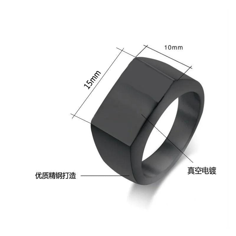 Geometric Rectangular Pattern Ring — Stainless Steel Punk Style Jewelry