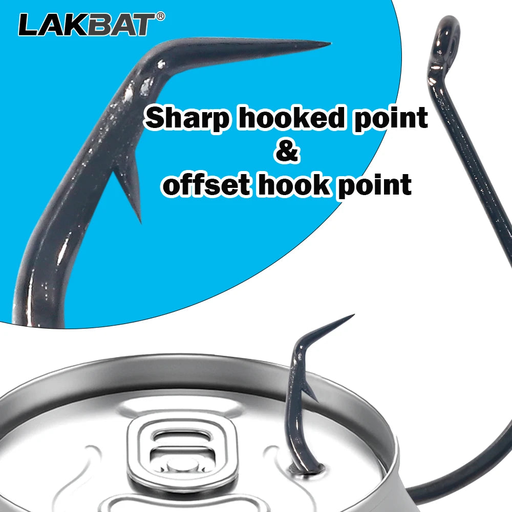 LAKBAT 7385 Inclined Circle Fishing Hooks — High Carbon Steel Barbed Tackle