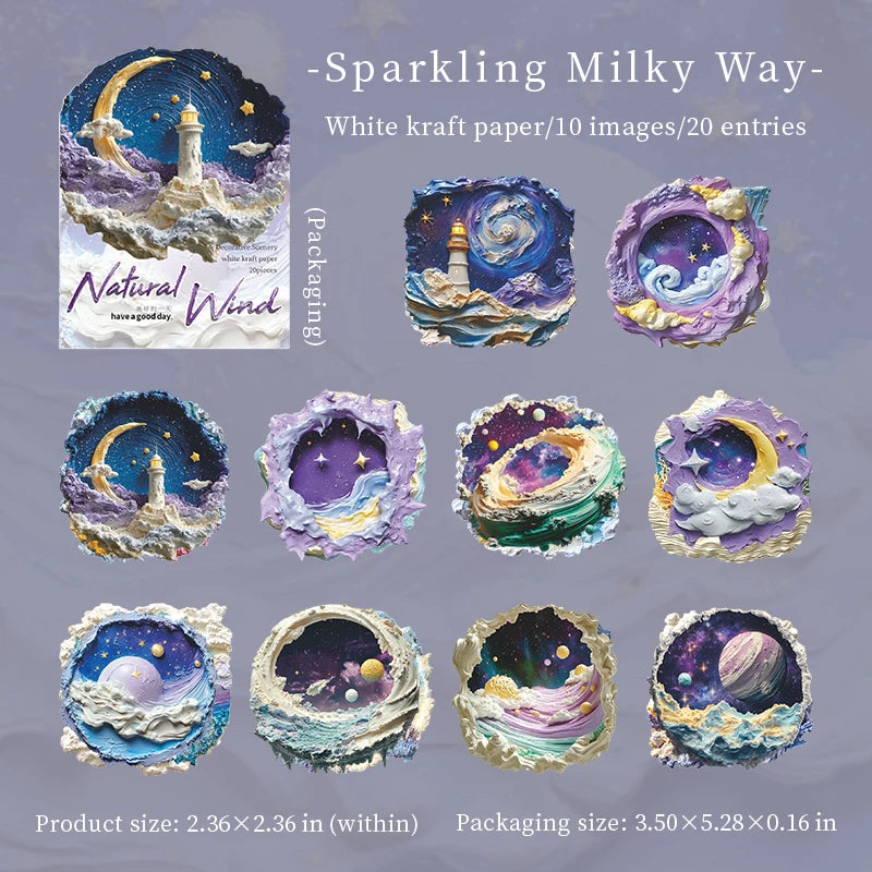 Scenery Decorative Stickers — 20 Piece Set for Scrapbooking & Journals