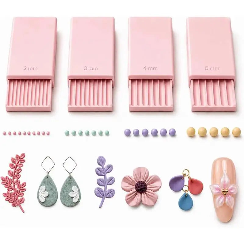 Nail Art Bead Roller Kit — 4-Piece Clay and Gel Extruder Set
