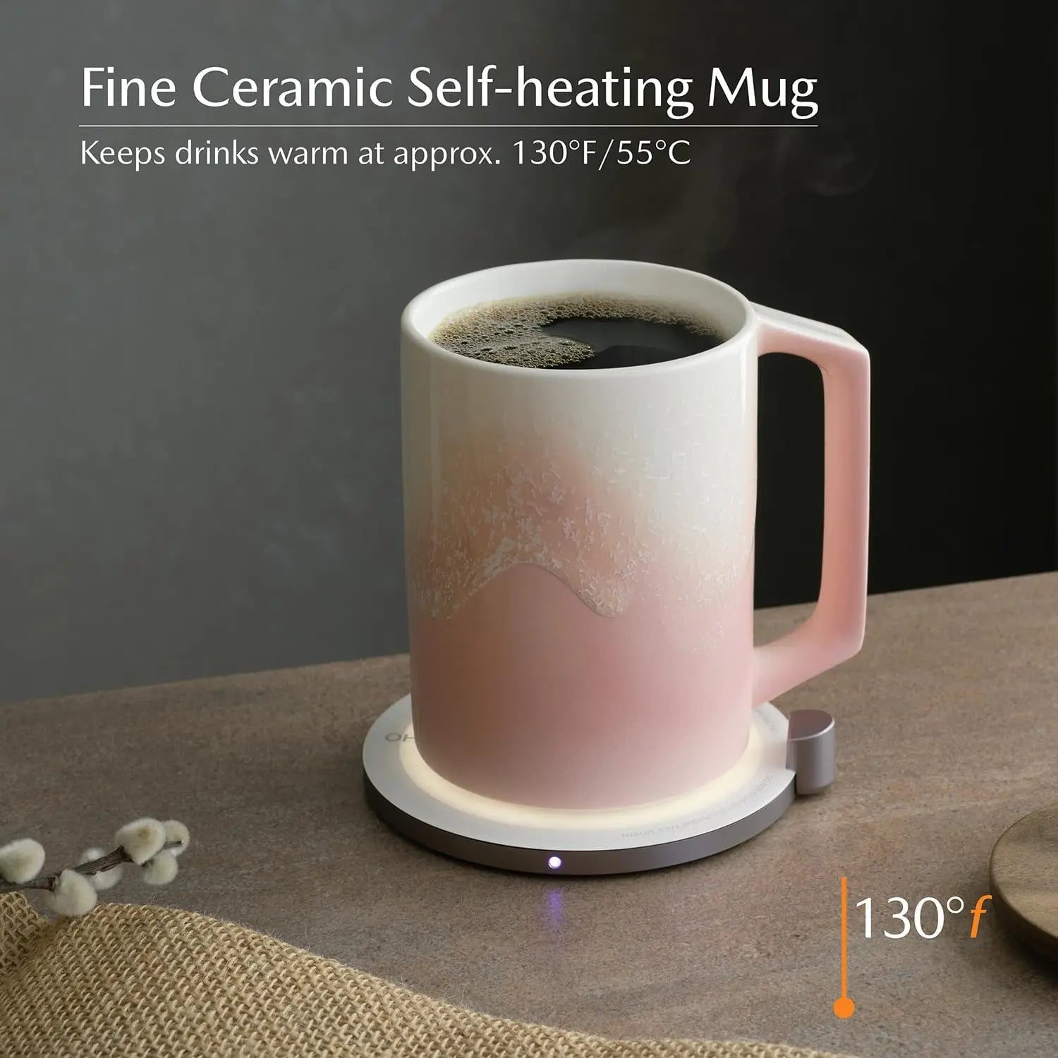 IOSN Self-Heating Ceramic Mug Set — Smart Temperature Control & Wireless Charging