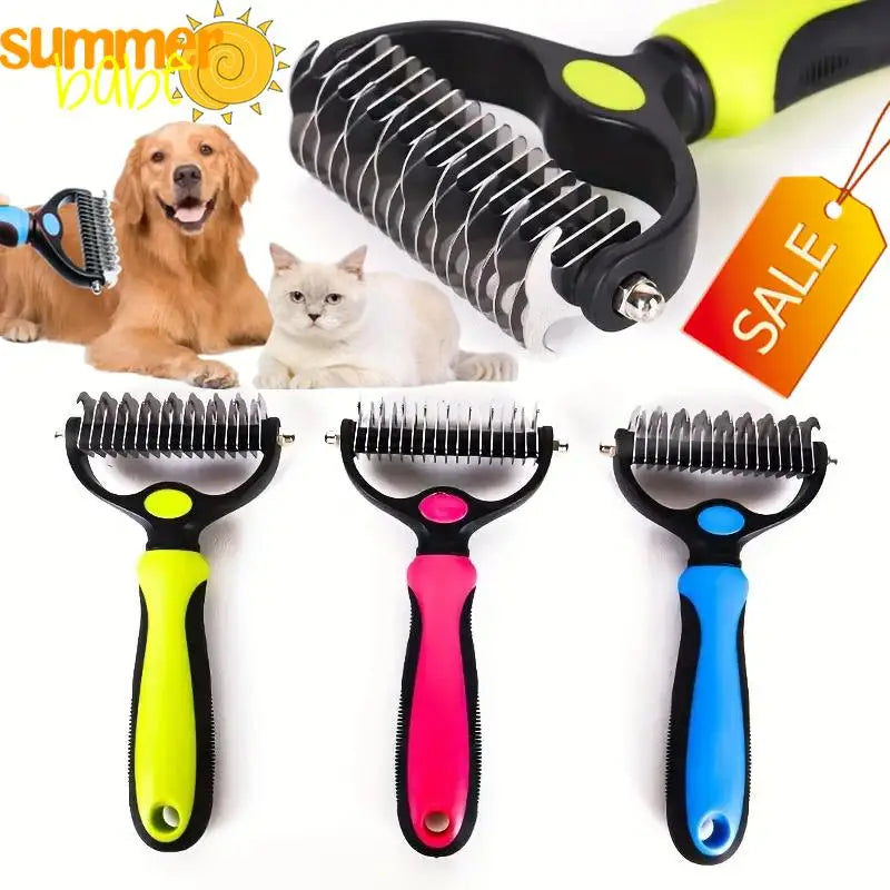 Pet Deshedding Brush — Professional Fur Remover & Knot Cutter
