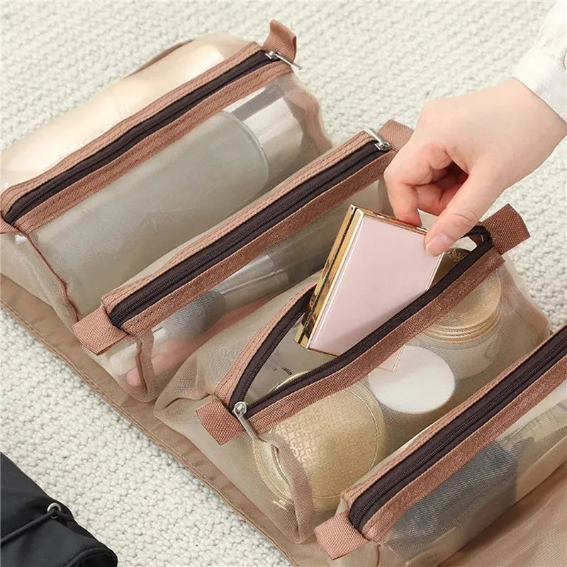 4-in-1 Detachable Cosmetic Bag — Large Capacity Travel Makeup Organizer