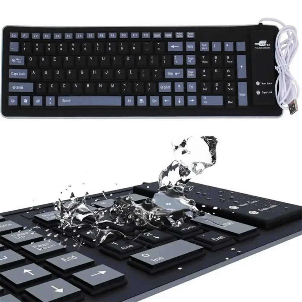 Portable Silicone Keyboard — Foldable Waterproof USB Computer Keyboard