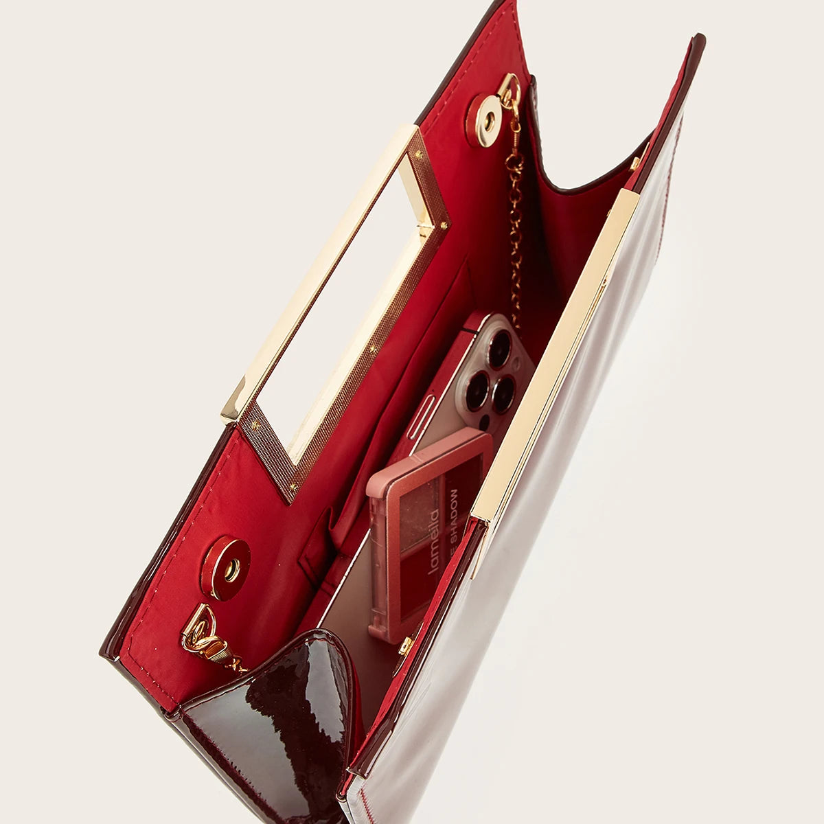 Women's Evening Clutch Bag — Elegant Small Square Purse with Chain