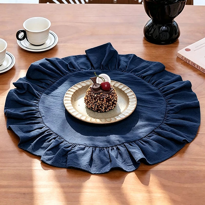 Cotton Ruffle Placemats and Napkins — Elegant Table Decor for Dining