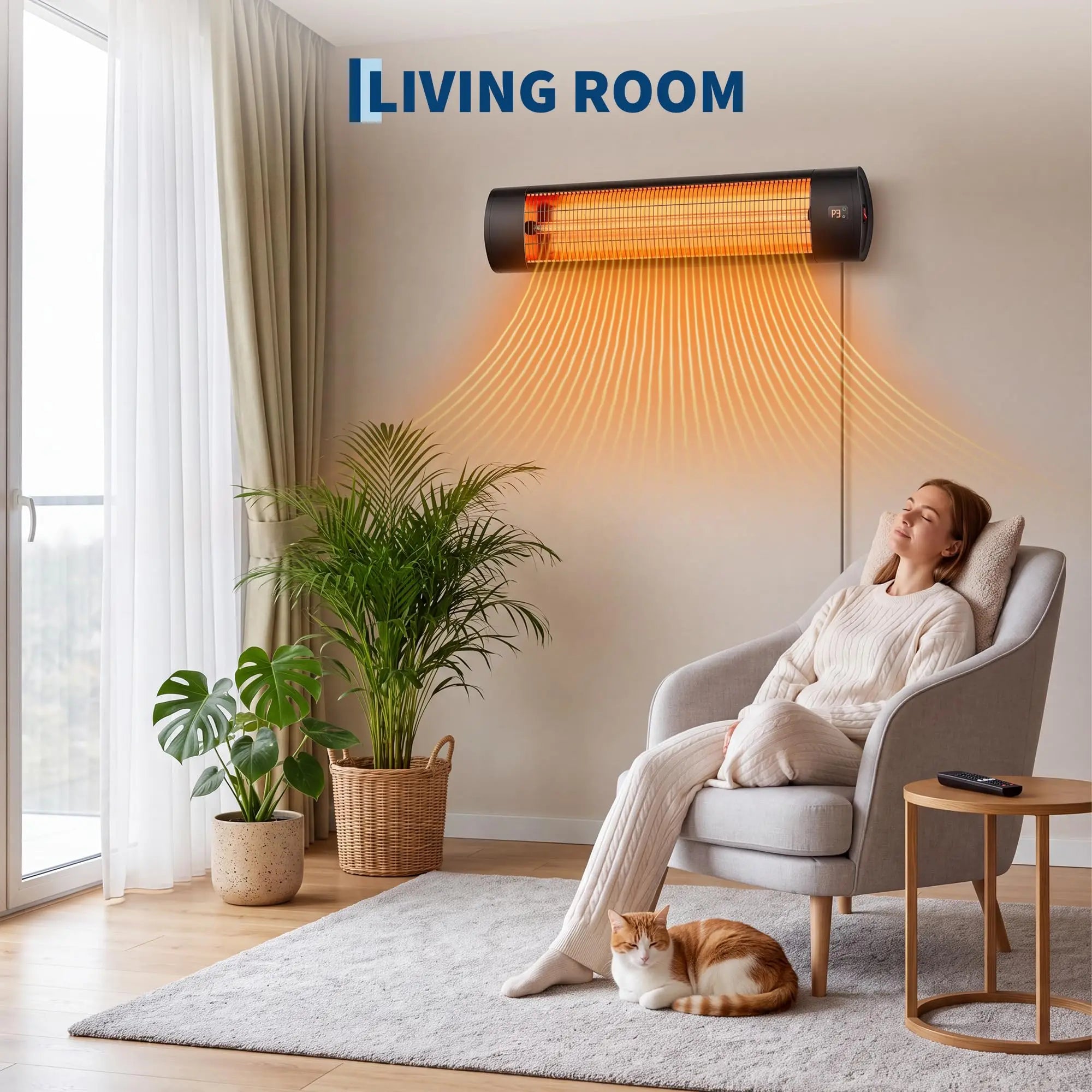 HiMISS 1500W Carbon Fiber Infrared Patio Heater — Wall Mount Electric Warmth