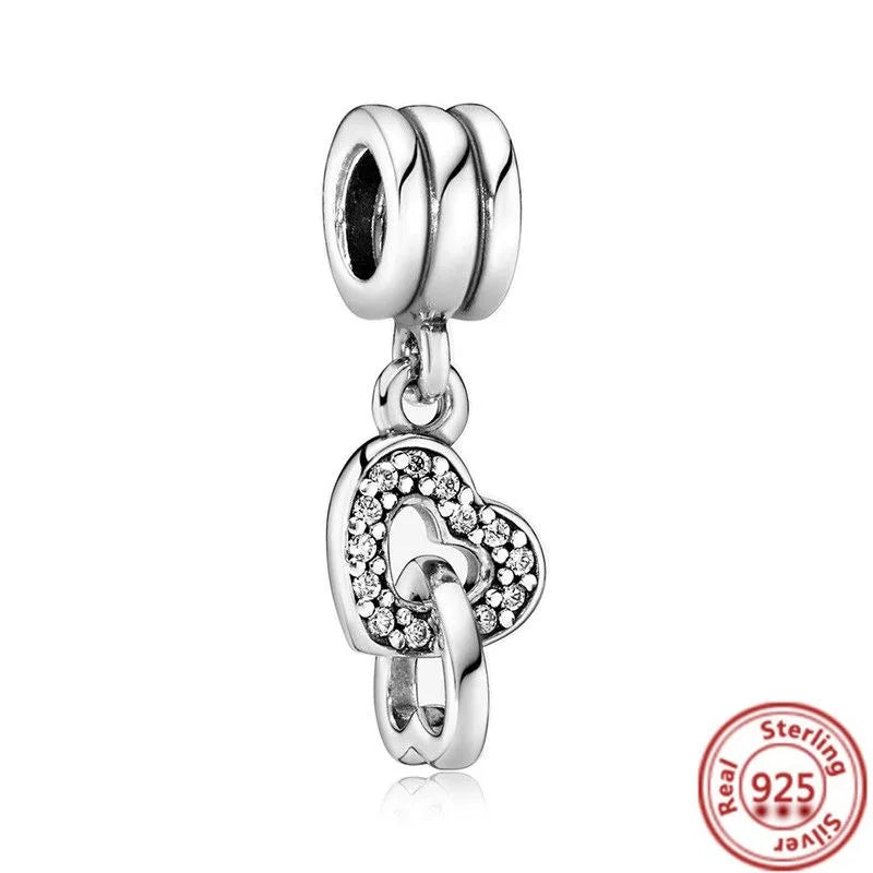 Potdemiel Rose Gold Glass Bead Pendant — 925 Silver Zircon Jewelry Component