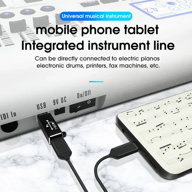 DUJU Type-C Female to USB-B Male Adapter — MIDI Controller Connector