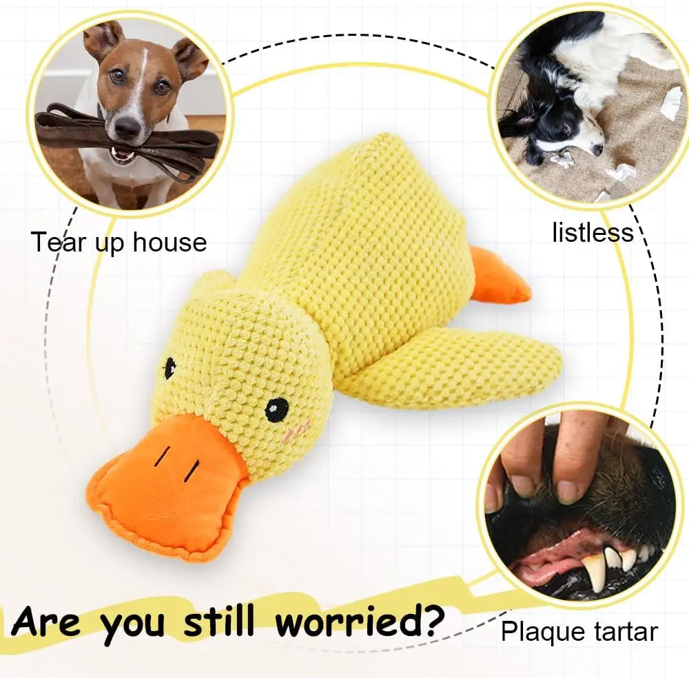 XMSJ Duck Plush Dog Toy — Durable Squeaky Chew Toy for Teeth Relief