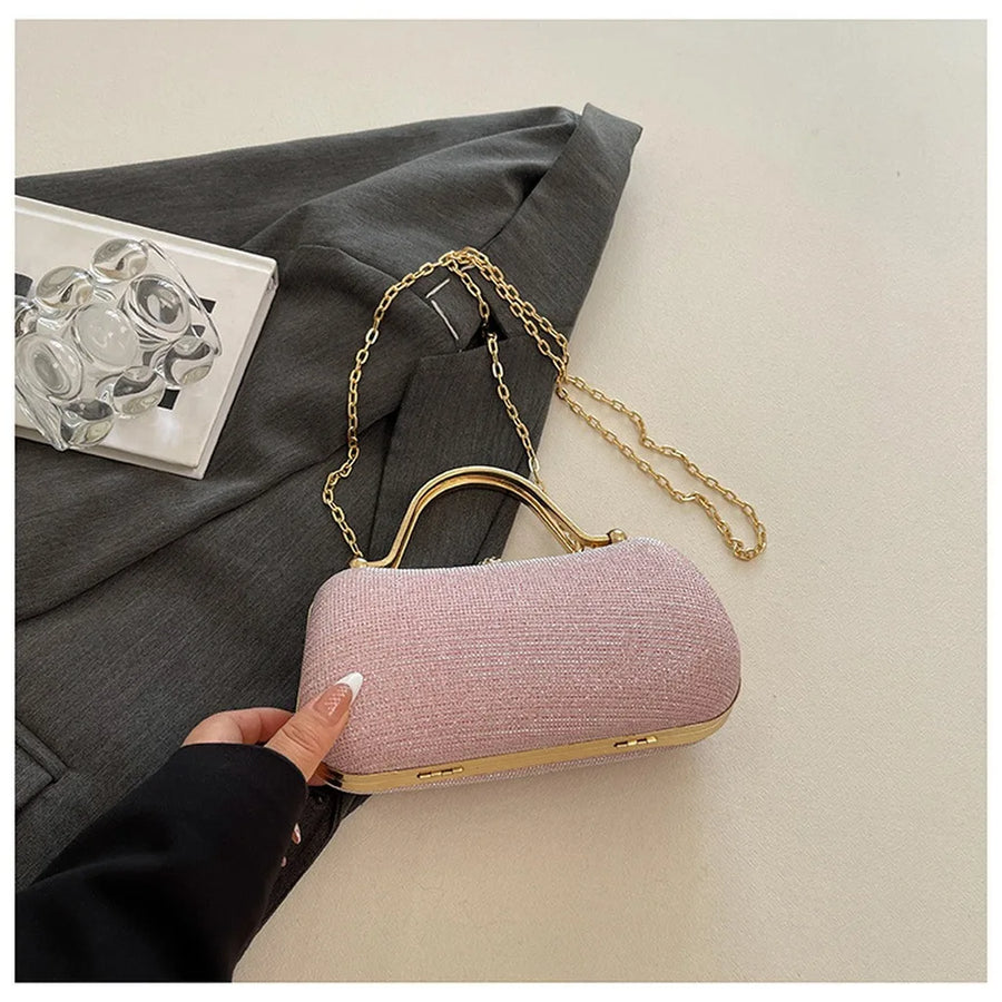 Structured Square Evening Bag — Versatile Clutch with Chain Strap