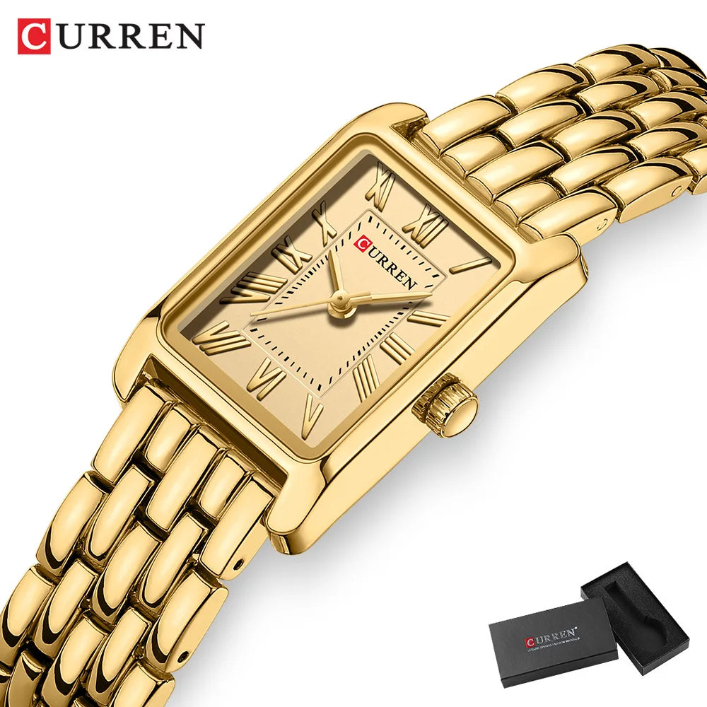 Curren Luxury Rectangle Women's Watch — Elegant Stainless Steel Bracelet