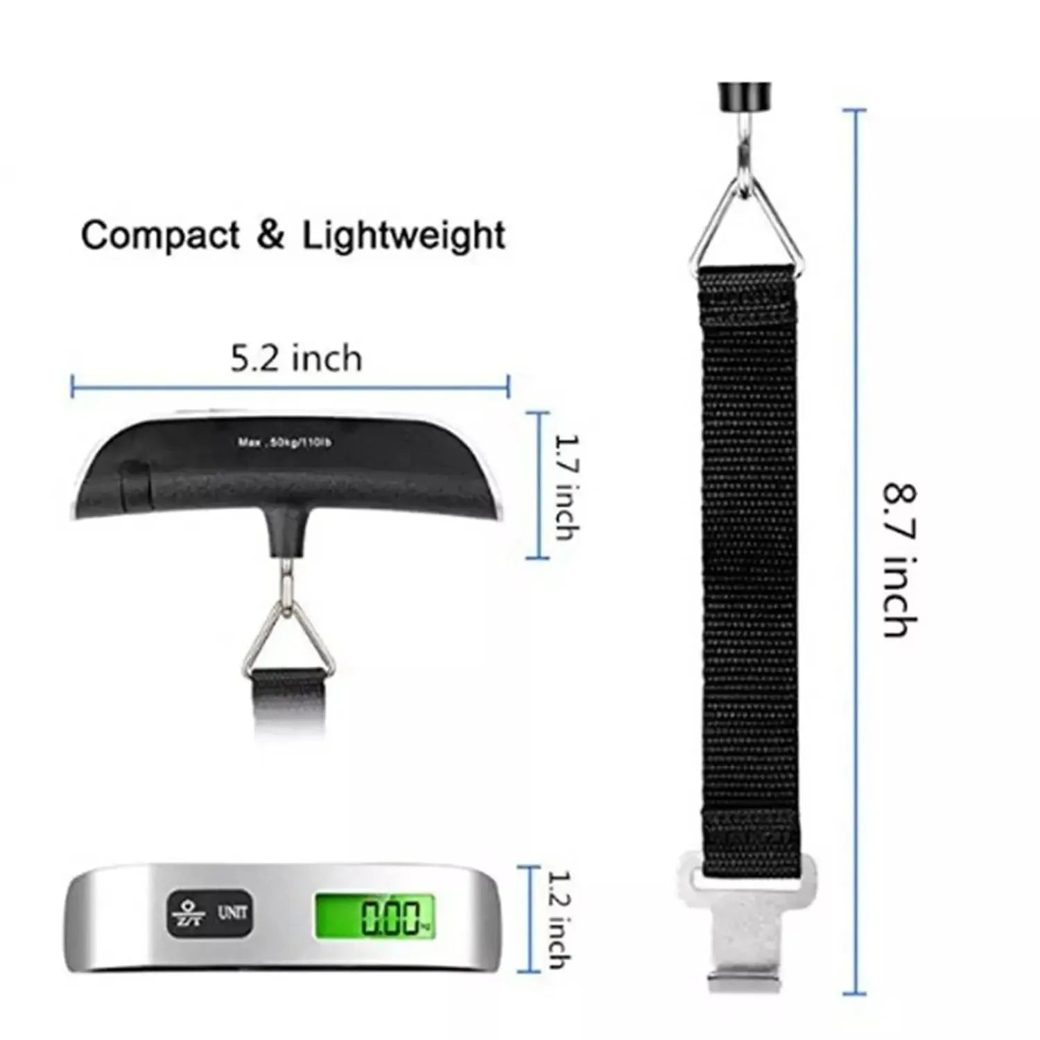 Digital Luggage Scale — Portable Handheld Weight Checker for Travel
