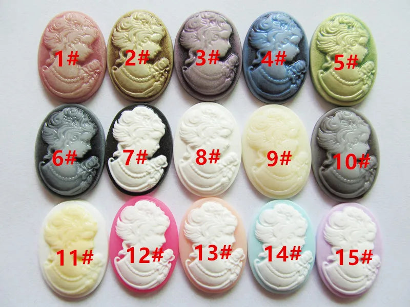 Oval Resin Cameo Charms — 20 Piece Flatback Jewelry Finding Set