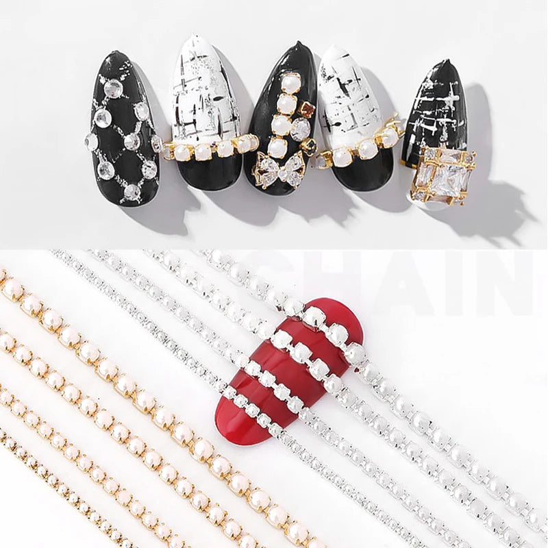 MagiBling Rhinestone Nail Chain — Shiny 3D Crystal Charms for DIY Manicure