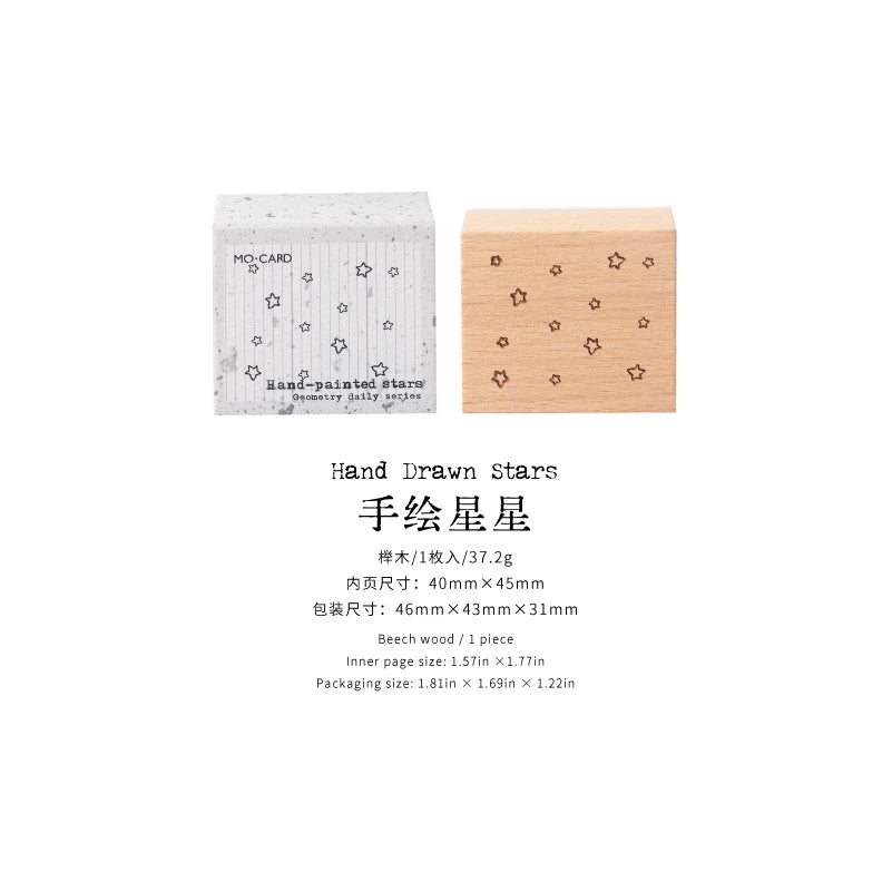 Geometric Aesthetic Wooden Rubber Stamps — DIY Scrapbooking & Card Making Set