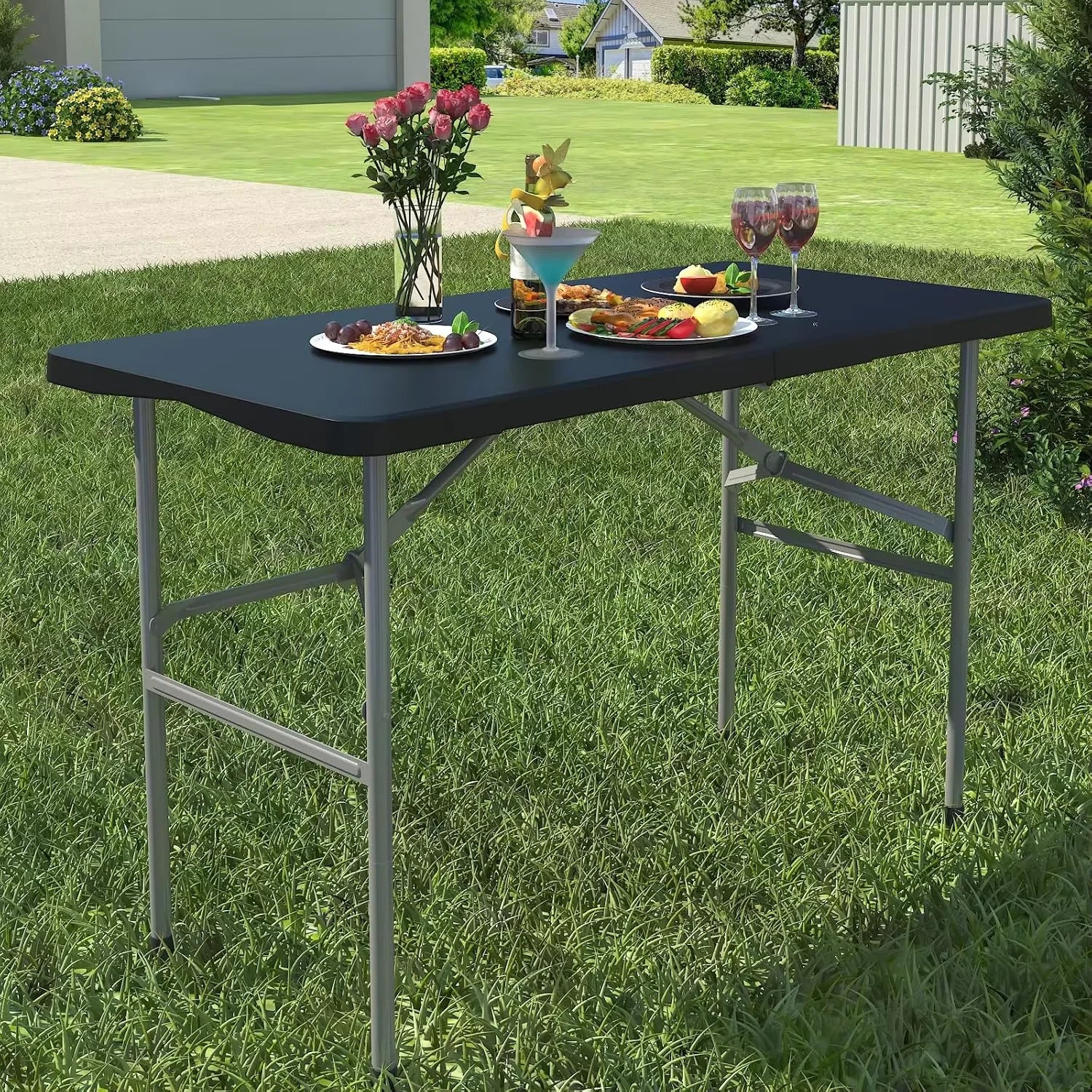 EVOKEDEN 4 FT Folding Table — Heavy Duty Portable Dining Surface