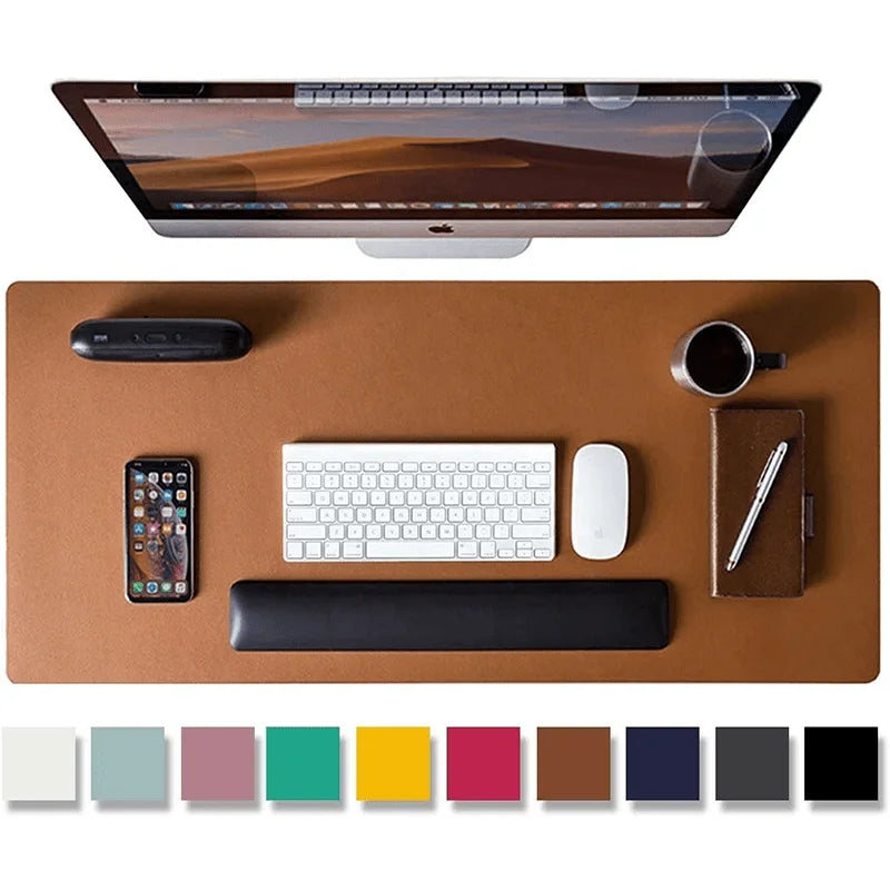 Extra Large Faux Leather Desk Mat — Waterproof Desktop Protector for Office and Gaming
