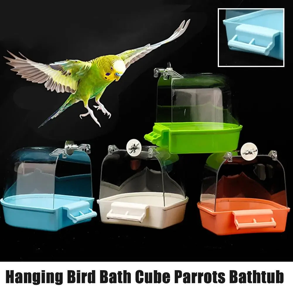 Clear Hanging Bird Bath — Easy-to-Clean Cage Shower for Small Pets
