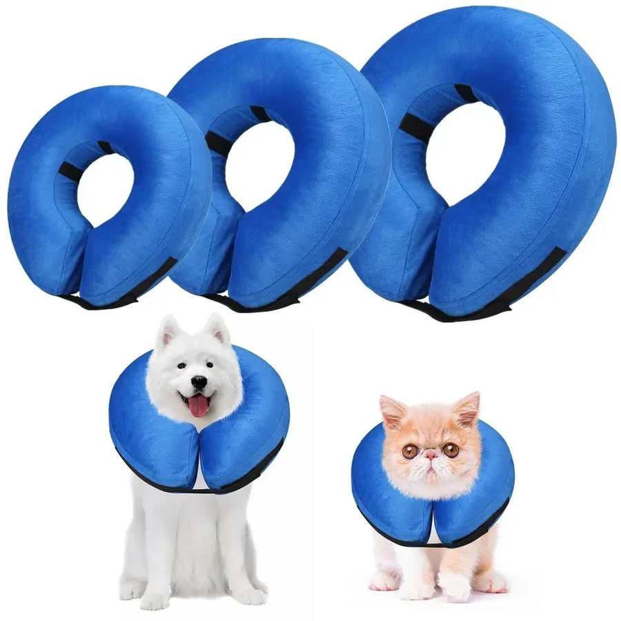 Inflatable Pet Recovery Collar — Soft Protective Cone for Dogs and Cats