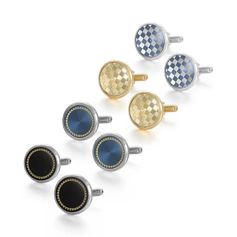 UJOY Luxury Copper Cufflinks — Elegant Round and Square Men's Jewelry Set