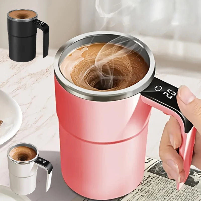 Automatic Stirring Coffee Cup — Temperature Display & Rechargeable Design