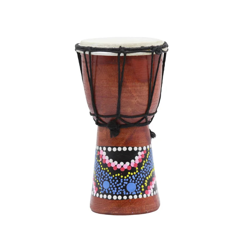 Handmade Wooden Djembe Drum — Miniature African Percussion Instrument