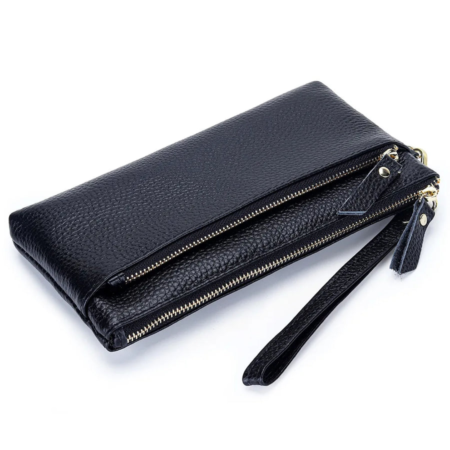 dawndesslo Women's Leather Wristlet Clutch — Multi-Pocket Smartphone Wallet