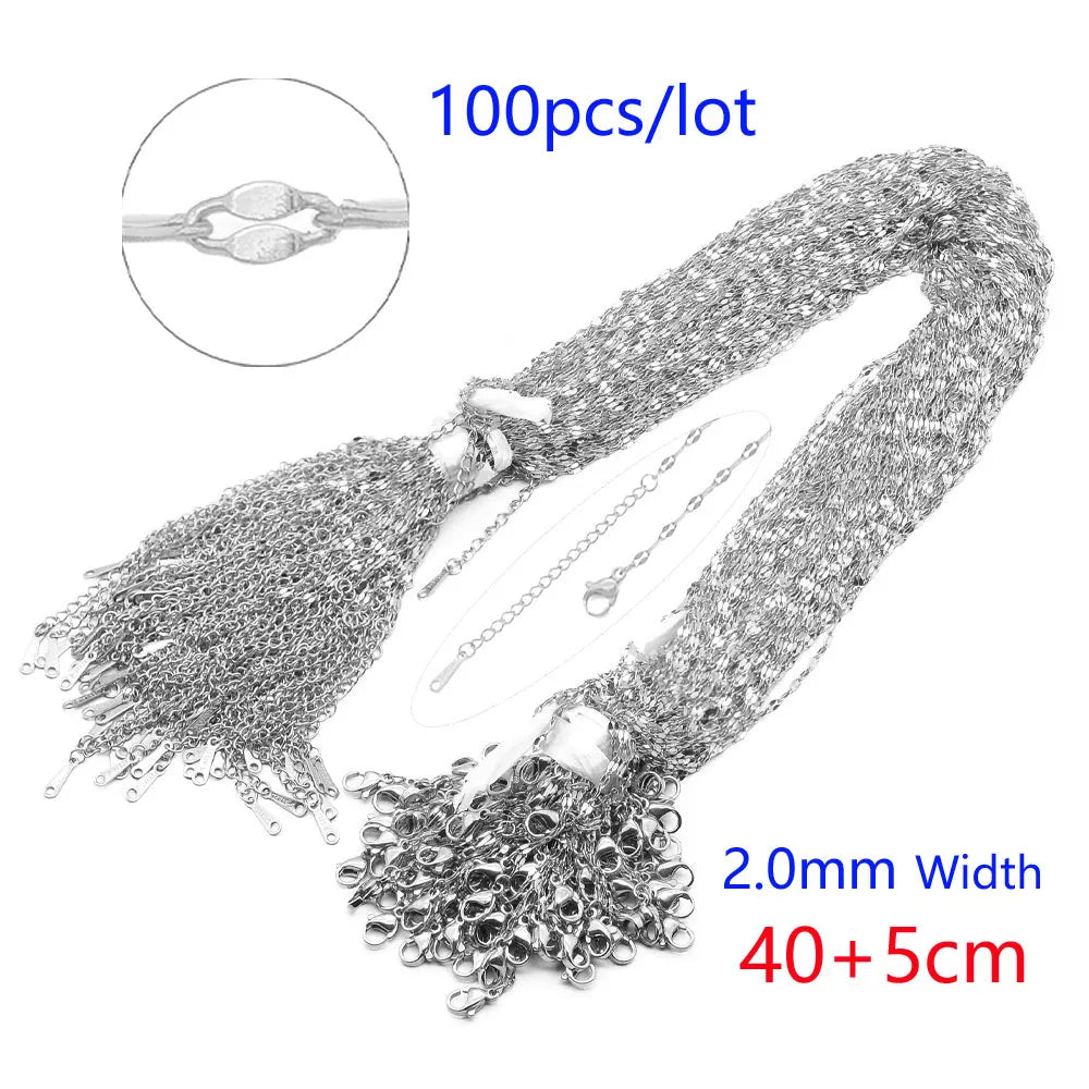 LAVIXMIA Stainless Steel Rolo Chain — Bulk 100pcs Jewelry Making Links