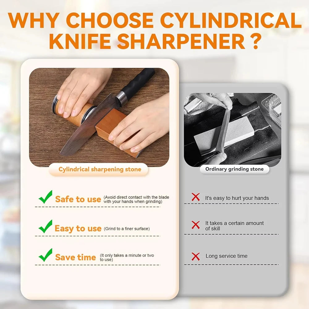 Rolling Knife Sharpener — Double Sided Diamond Stone with Magnetic Angle
