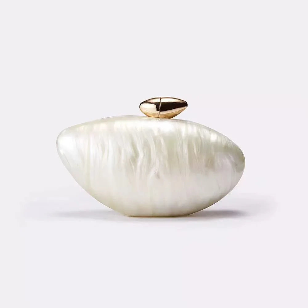 ABQP Retro Acrylic Marble Evening Bag — Elegant Minaudiere Clutch for Parties