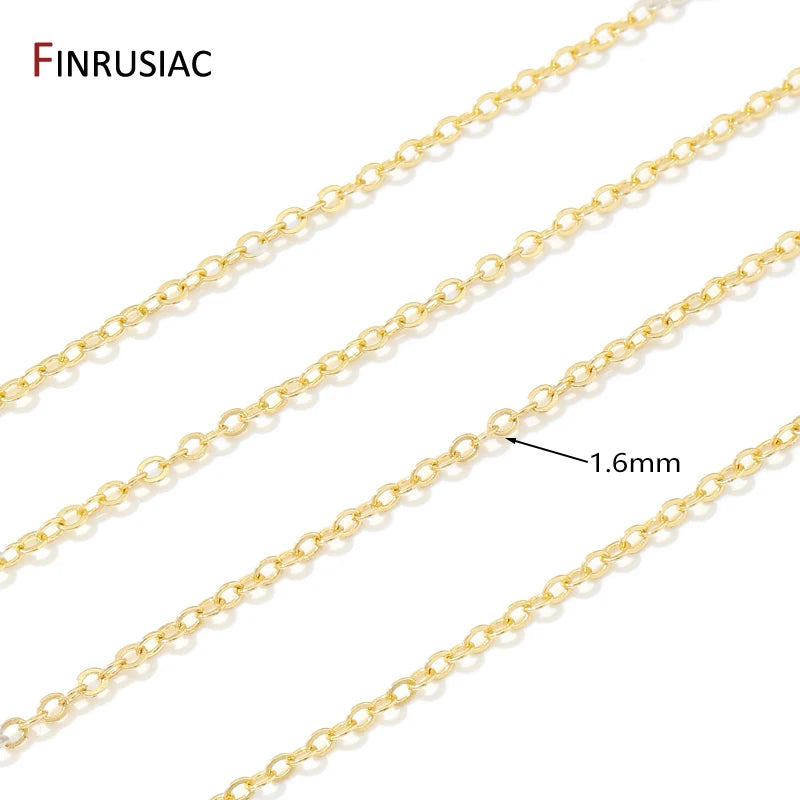 FINRUSIAC 14K Gold Plated Brass Cable Chain — DIY Jewelry Making Supplies