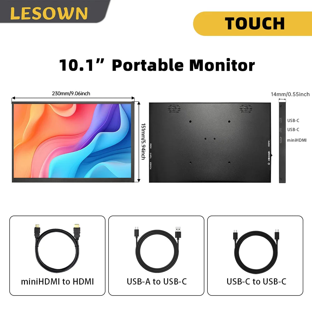 lesown 10.1-Inch Portable Monitor — Compact IPS Second Screen for Laptops