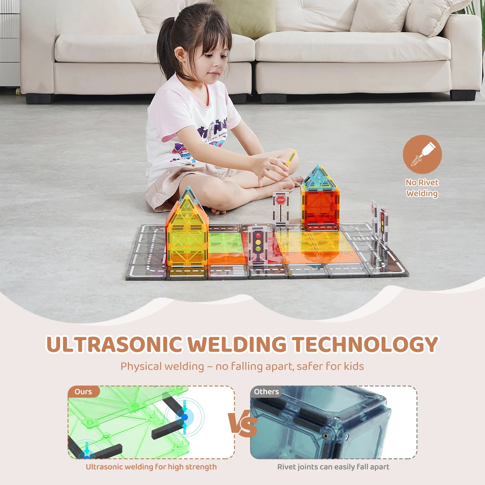SucceBuy Magnetic Tiles Building Set — 56 PCS STEM Educational Construction Toy