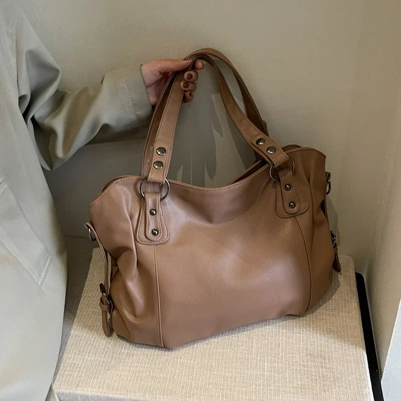 macroupta Large Capacity Hobo Handbag — Stylish Soft Leather Shoulder Tote
