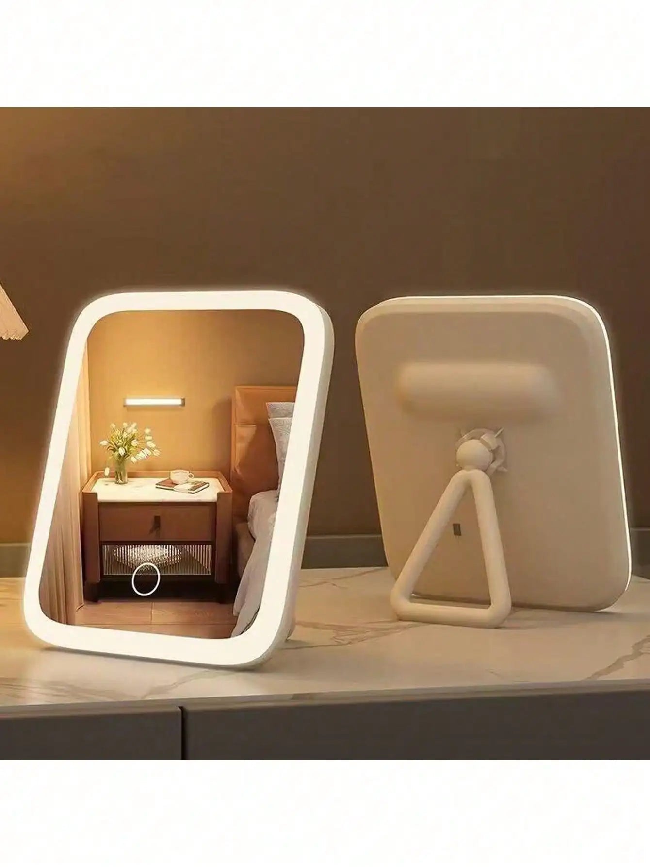 LED Makeup Mirror — 3-Color Lighting & 360° Rotation, Touch Control Vanity