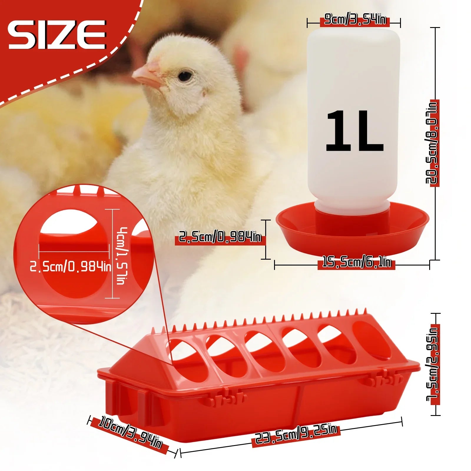 Automatic Poultry Feeder and Waterer — Large Capacity Feeding Trough