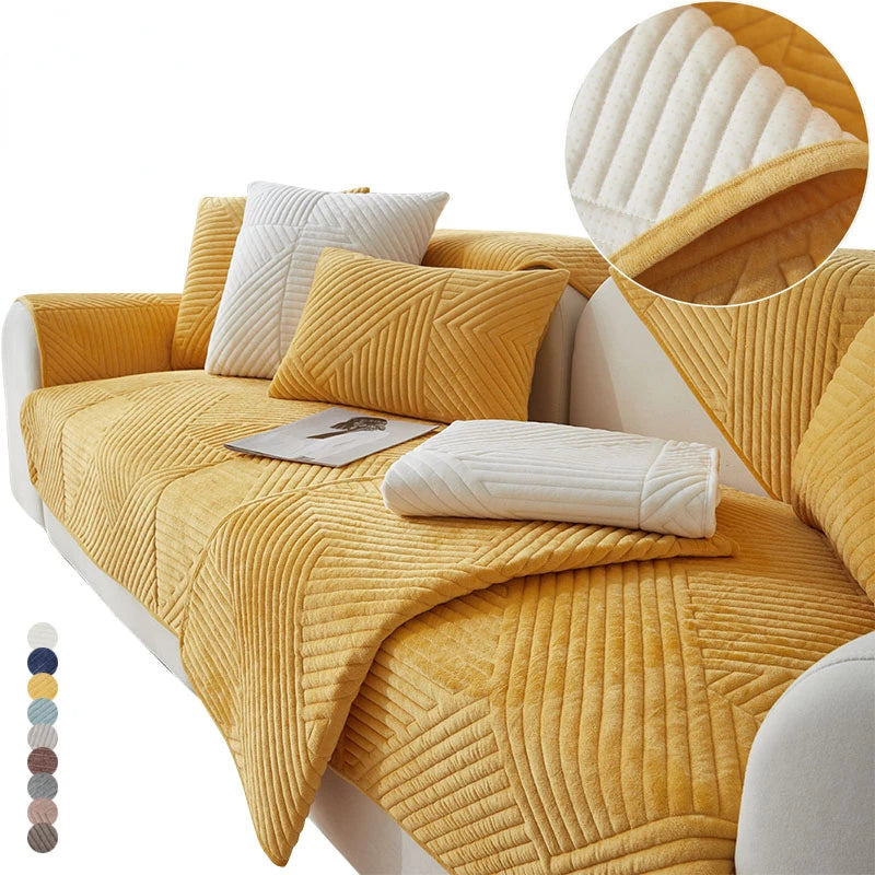 Crystal Velvet Sofa Cover — Non-Slip Furniture Protector for Pets and Kids