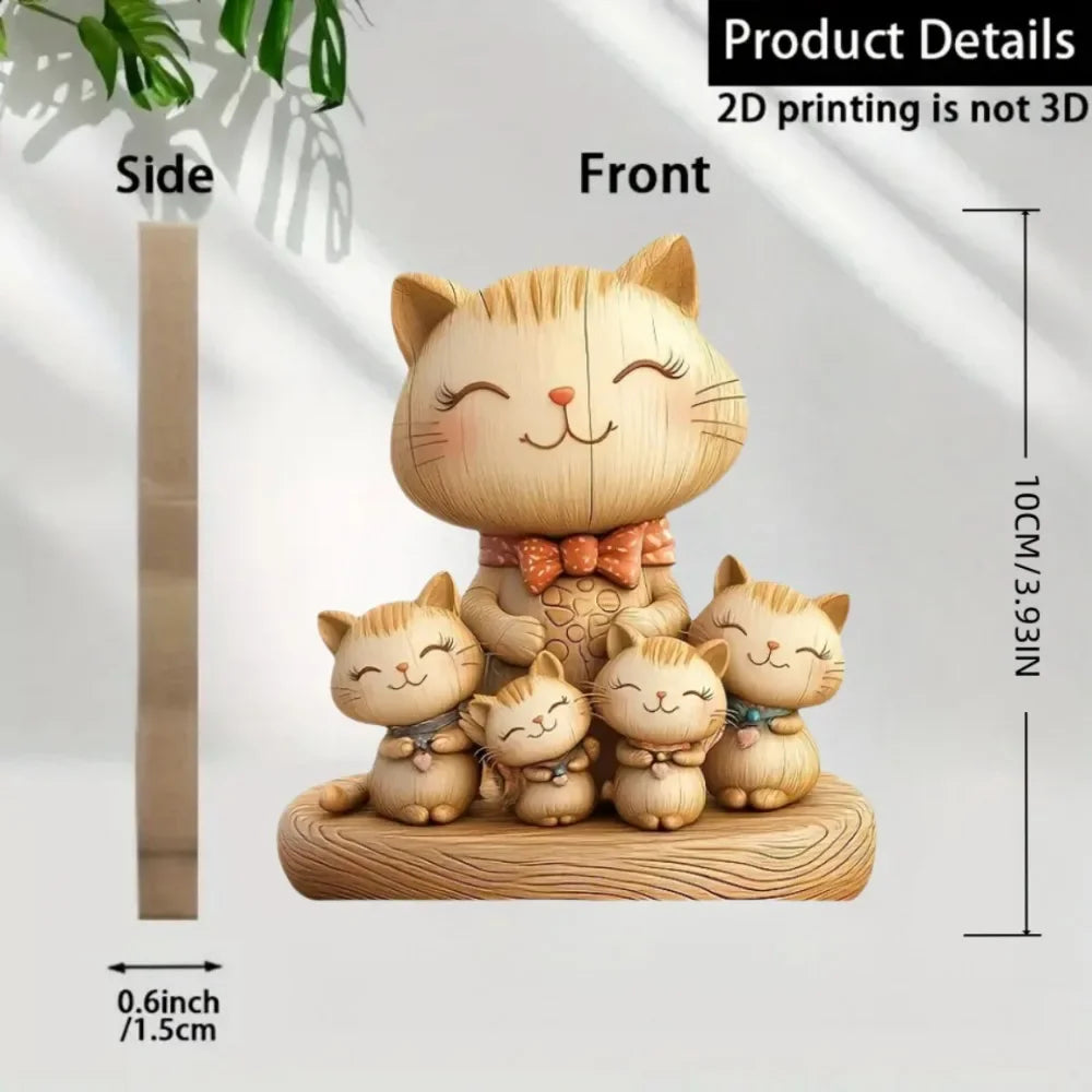 Wooden Animal Couple Sculpture — Cute Desktop Decor & Gift Set