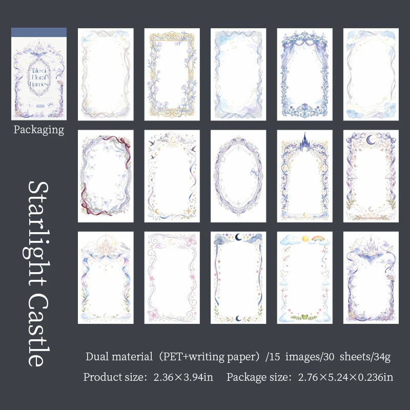 Flower Border Sticker Sheets — Decorative Scrapbooking Material for Journals