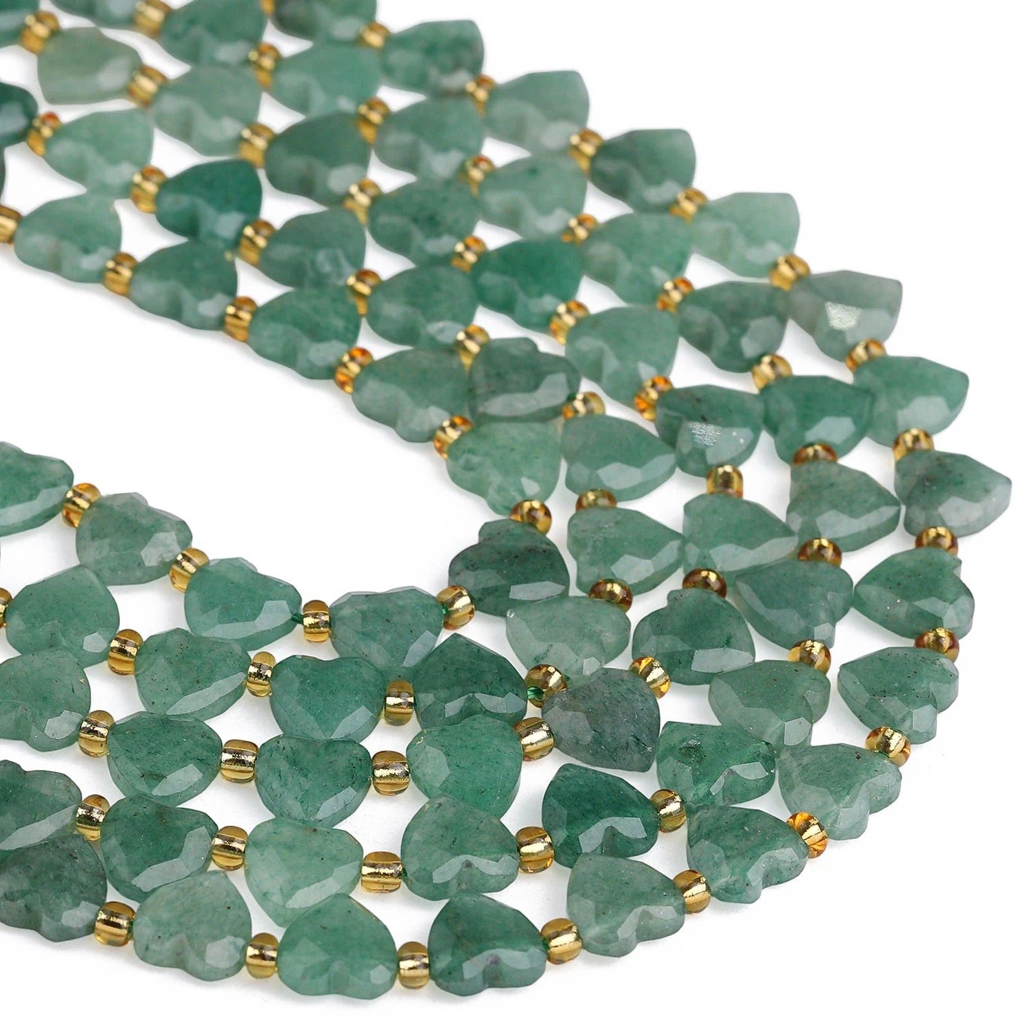 Natural Faceted Heart Stone Beads — DIY Jewelry Making Supplies, 8mm