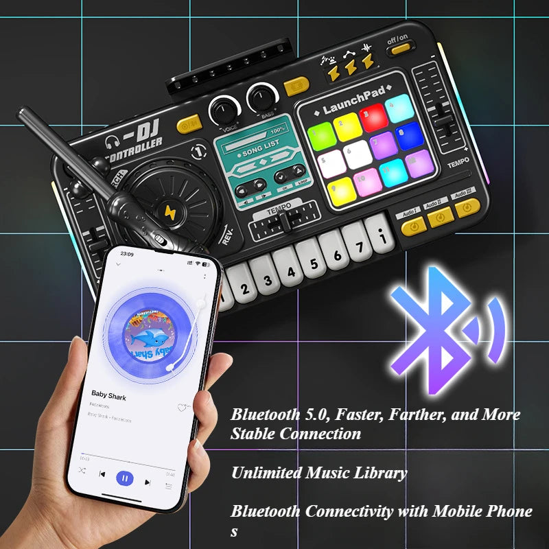 CONUSEA Kid DJ Mixer — Musical Instrument with Bluetooth & Microphone