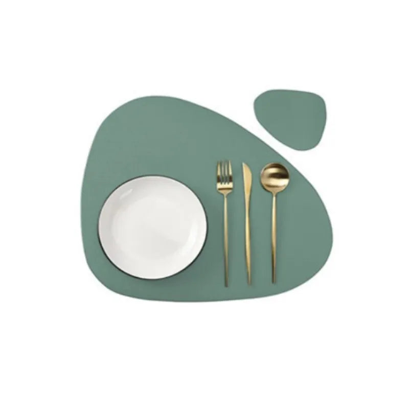 PU Leather Placemat and Coaster Set — Waterproof & Oil-Proof Table Mats