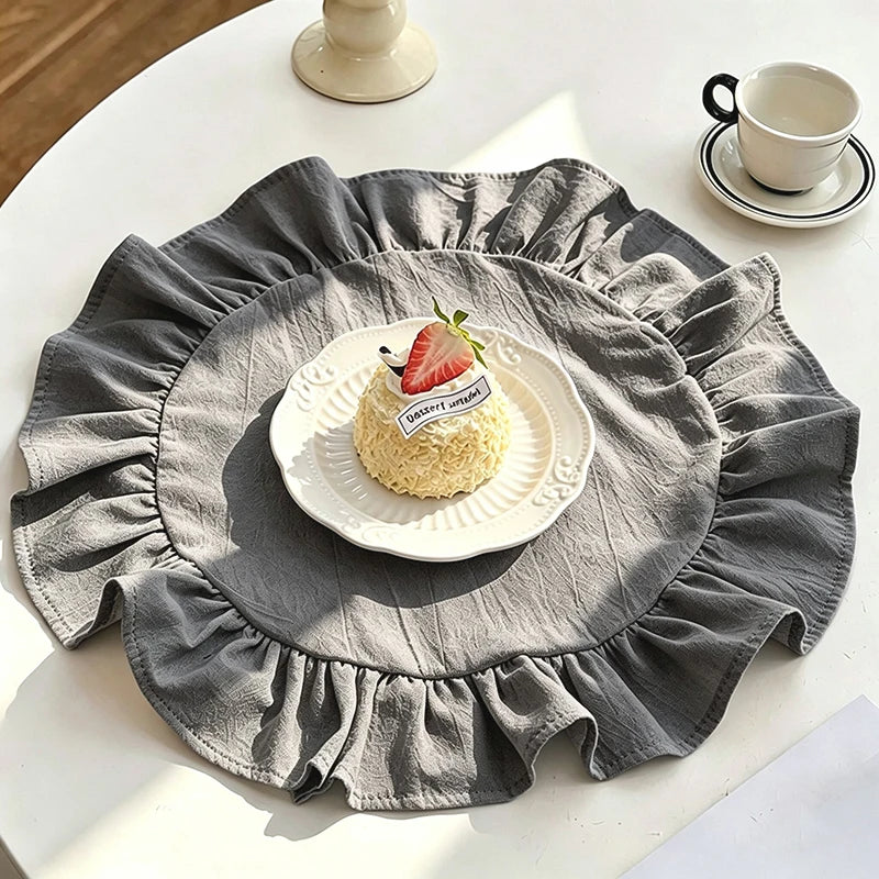 Cotton Ruffle Placemats and Napkins — Elegant Table Decor for Dining