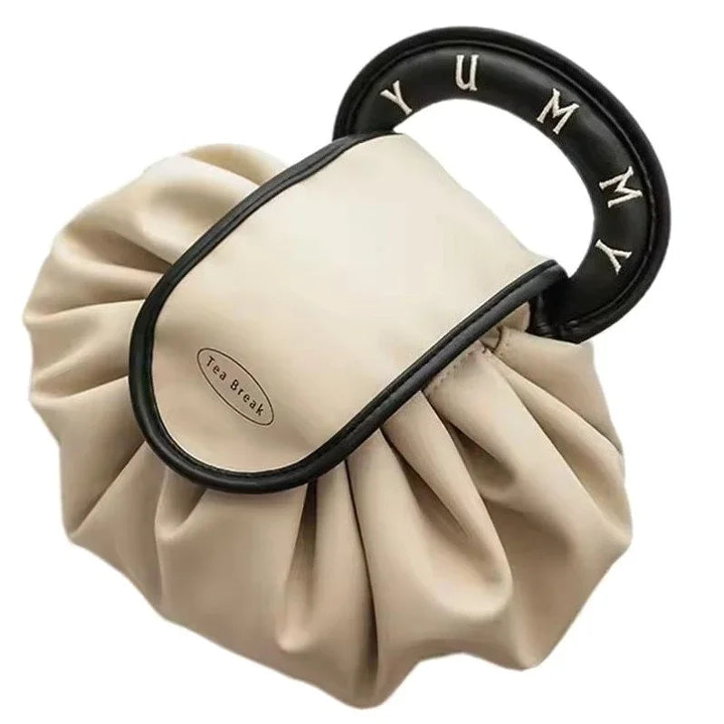 Large Capacity Drawstring Makeup Bag — Portable Travel Toiletry Pouch
