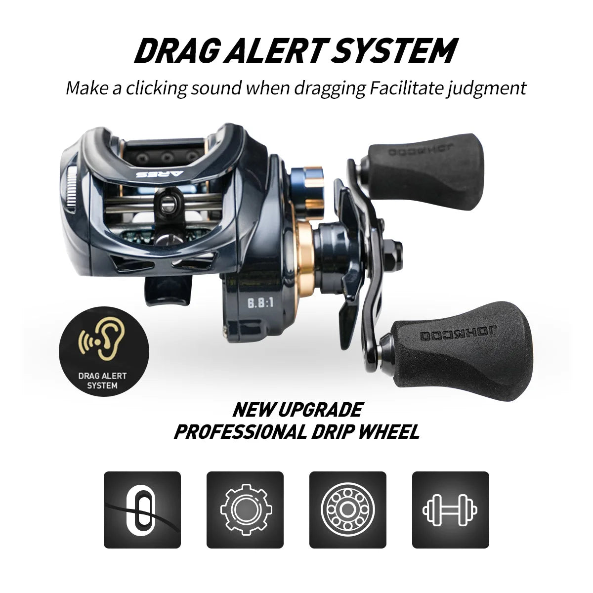 JOHNCOO Baitcasting Fishing Reel — High Drag Metal Body for Saltwater & Freshwater