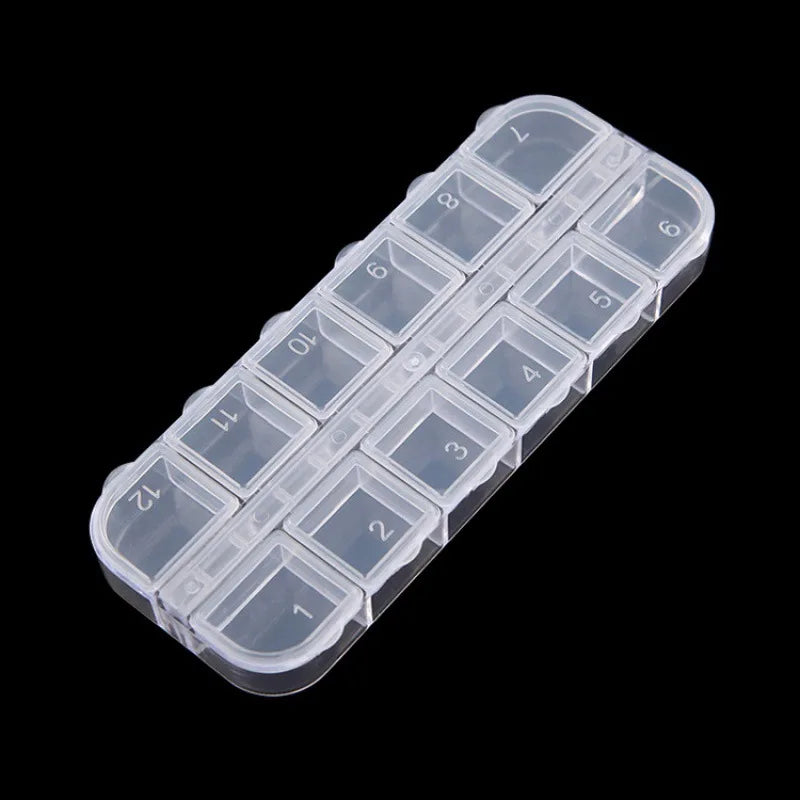 NAILFYOU Nail Art Accessories Storage Box — 12 Grid Transparent Organizer