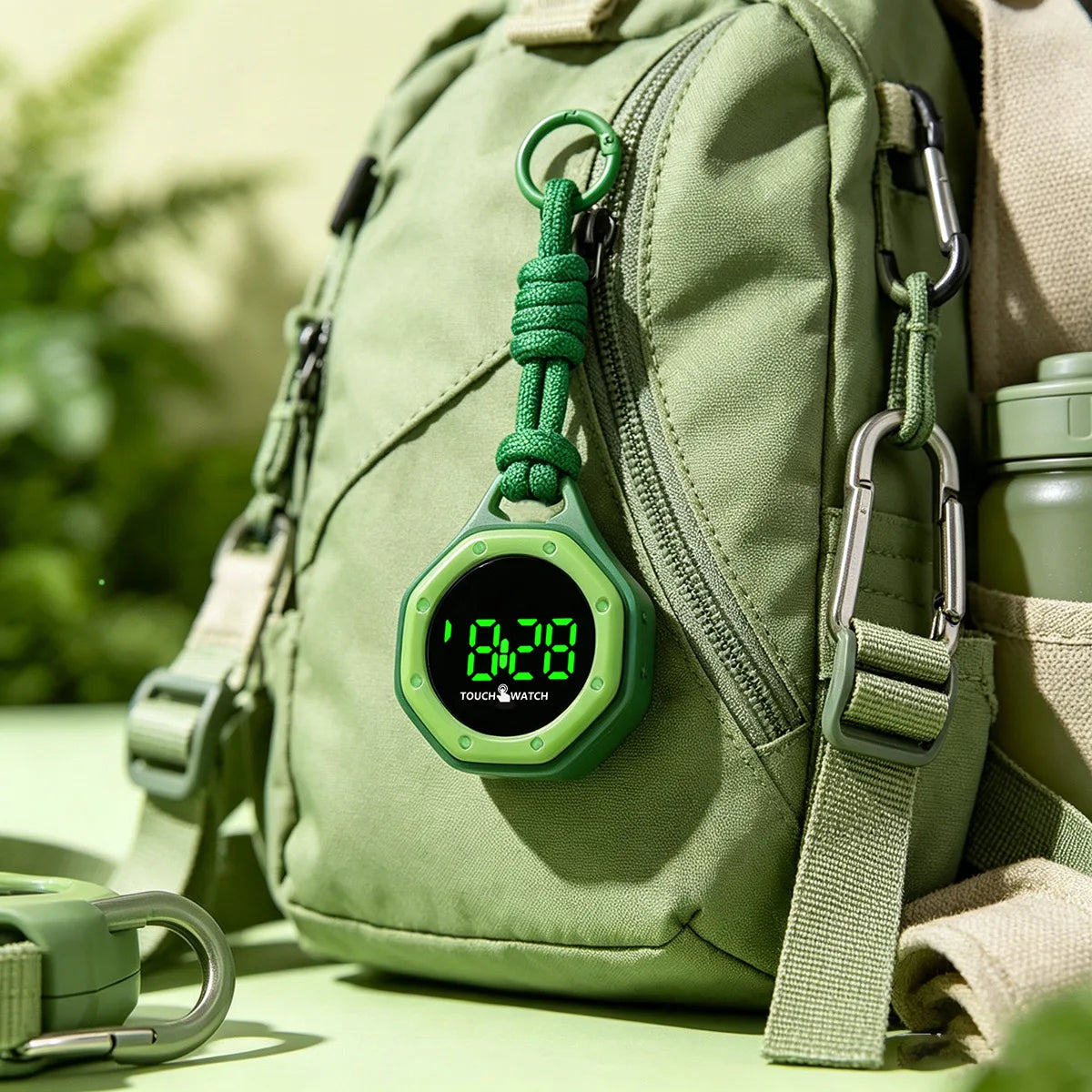 Portable Digital Pocket Watch — Silent Design with Night Light Display